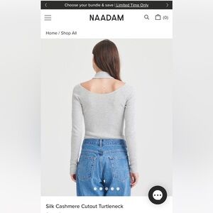 NAADAM Light Gray Silk Cashmere cut out turtleneck